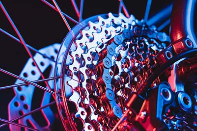 Close up of gears on a bike